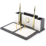Настольный письменный набор из белого мрамора с часами Marble Accessory варинант исполнения - 2 | Loft Concept в Ижевске