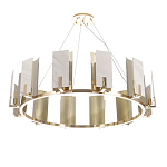 Люстра подвесная круглая с прямоугольными мраморными и золотистыми панелями на металлическом каркасе Диаметр 118 см Marble square Chandelier варинант исполнения - 2 | Loft Concept в Ижевске