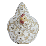 Статуэтка курица с резными белыми цветами на бежевой фактурной поверхности Rustic Chicken варинант исполнения - 1 | Loft Concept в Ижевске