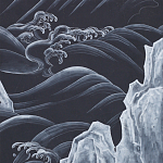 Обои ручная роспись Matsushima Waves Roka on Edo Night painted silk варинант исполнения - 1 | Loft Concept в Ижевске