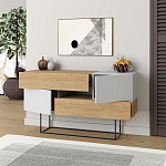 Комод c 2-мя белыми дверцами и 2-мя выдвижными ящиками цвета древесины EROS CONSOLE OAK WHITE варинант исполнения - 2 | Loft Concept в Ижевске