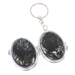 Зеркало брелок карманное двухстороннее из натурального камня Серафинит Stone Mirrors варинант исполнения - 2 | Loft Concept в Ижевске