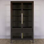 Витрина Primo со стеклянными фасадами и 2 ящиками Темный орех варинант исполнения - 1 | Loft Concept в Ижевске