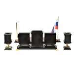 Настольный письменный набор из креноида и змеевика на бронзовых ножках Marble Accessory варинант исполнения - 4 | Loft Concept в Ижевске