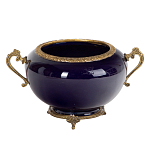 Чаша темно-синяя фарфоровая с бронзовыми ручками и ажурным ободком Eden Garden варинант исполнения - 1 | Loft Concept в Ижевске