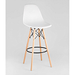 Пластиковый барный стул на ножках из массива бука Eames White варинант исполнения - 1 | Loft Concept в Ижевске