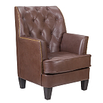 Кресло из натуральной кожи c мягкими подлокотниками на 4-х деревянных ножках из массива бука Joseph Armchair brown варинант исполнения - 1 | Loft Concept в Ижевске