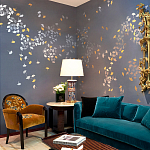 Обои ручная роспись Gingko Colourway SC-98 on Gun Metal dyed silk варинант исполнения - 1 | Loft Concept в Ижевске