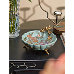 Блюдо из голубого фарфора с бронзовой птичкой Blue Garden варинант исполнения - 4 | Loft Concept в Ижевске