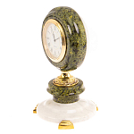 Часы настольные бронзовые из натуральных камней Мрамор и Змеевик Stone Clock варинант исполнения - 11 | Loft Concept в Ижевске