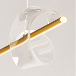 Люстра линейная золотистого цвета с двумя прозрачными волнистыми элементами Wave Line варинант исполнения - 11 | Loft Concept в Ижевске