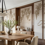 Обои с вышивкой ручной работы Deco Wisteria ﻿Midas colourway on Liso Pearl wool sateen варинант исполнения - 2 | Loft Concept в Ижевске