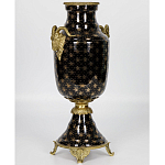 Ваза черного цвета из фарфора с золотистым узором и бронзовыми элементами Eden Garden porcelain and bronze варинант исполнения - 1 | Loft Concept в Ижевске