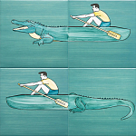 Плитка с узором Крокодил байдарочник варинант исполнения - 2 | Loft Concept в Ижевске