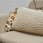 Чехол на подушку горчичного цвета с бахромой и объемным узором Ethnic mix варинант исполнения - 5 | Loft Concept в Ижевске