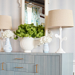 Настольная лампа с белым каркасом и тканевым абажуром Natural Stems варинант исполнения - 3 | Loft Concept в Ижевске