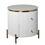 Тумбочка белая круглая с мраморной столешницей Thoroughbass варинант исполнения - 4 | Loft Concept в Ижевске