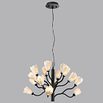 Люстра подвесная черного цвета с ветвями и белыми фарфоровыми цветами Floralis варинант исполнения - 5 | Loft Concept в Ижевске