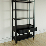 Стеллаж Elsa Dreams Black со стеклянными полками и ящиком варинант исполнения - 3 | Loft Concept в Ижевске