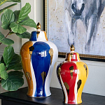 Ваза с крышкой и мазками синего и золого цвета на белом фоне Chinoiserie Ceramics варинант исполнения - 5 | Loft Concept в Ижевске