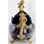 Чаша темно-синяя фарфоровая с бронзовыми ручками в виде ангелов Eden Garden варинант исполнения - 2 | Loft Concept в Ижевске