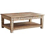 Журнальный стол из массива манго с резьбой Agota Coffee Table варинант исполнения - 1 | Loft Concept в Ижевске