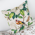 Декоративная подушка бежевая с изображением птица в саду Blooming Birds варинант исполнения - 3 | Loft Concept в Ижевске