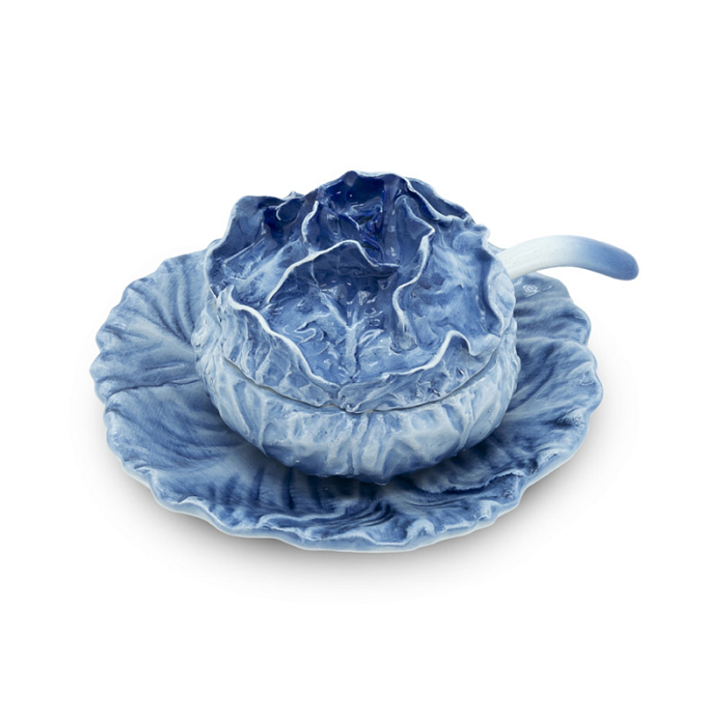 Супница SOUP BOWL CABBAGE SMALL W/PLATE D13 Blue Сапфирово-синий в Ижевске | Loft Concept 