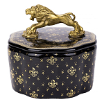 Шкатулка черного цвета с крышкой с фигуркой льва Eden Garden варинант исполнения - 1 | Loft Concept в Ижевске