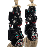 Комплект из 2-х деревянных статуэток Asmat Straw Headdress Statuettes Black Turquoise варинант исполнения - 3 | Loft Concept в Ижевске