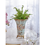 Ваза голубого цвета из фарфора с цветочным рисунком и бронзовой стрекозой Blue Garden варинант исполнения - 5 | Loft Concept в Ижевске