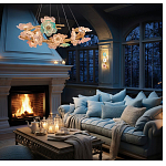 Люстра круглая на золотом каркасе с цветочным декором Miscellaneous herbs варинант исполнения - 6 | Loft Concept в Ижевске