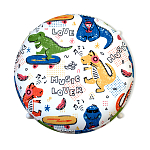 Пуф детский круглый с принтом на 4-х белых ножках Dinosaurs CHILDHOOD варинант исполнения - 2 | Loft Concept в Ижевске