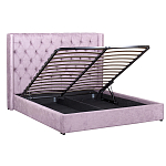 Кровать двуспальная фиолетовая с основанием из массива дерева с мягким изголовьем Velour Beds варинант исполнения - 2 | Loft Concept в Ижевске