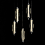 Люстра круглая каскадня с 5-ю плафонами из металлической сетки Mesh Lampshade Lighting варинант исполнения - 3 | Loft Concept в Ижевске