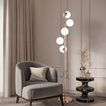 Торшер на золотом основании с 5-ю белыми шарообразными плафонами Bubble варинант исполнения - 4 | Loft Concept в Ижевске