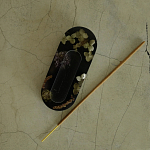 Подставка под благовония из эпоксидной смолы с цветами черная Epoxy Resin Flowers Incense Oval Stand Black варинант исполнения - 3 | Loft Concept в Ижевске