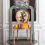 Стул бежевый в разноцветную полоску из натурального бука с изображением птиц и цветов Blooming Yellow Red Birds Colorful Stripes Chair варинант исполнения - 4 | Loft Concept в Ижевске