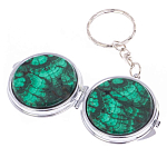 Зеркало брелок карманное двухстороннее из натурального камня Малахит Stone Mirrors варинант исполнения - 5 | Loft Concept в Ижевске