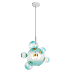 Подвесной светильник с прозрачными бирюзовыми стеклянными шарами и золотыми деталями Диаметр 46 Giopato & Coombes варинант исполнения - 1 | Loft Concept в Ижевске