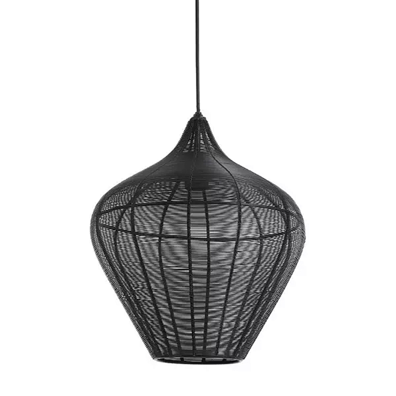 Подвесной светильник в форме купола с плетеным металлическим абажуром Wicker Iron Lamp Черный в Ижевске | Loft Concept 