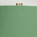 Настольная лампа с белым фигурным основанием на латунном основании и зеленым тканевым конусным абажуром Elstead Lighting варинант исполнения - 2 | Loft Concept в Ижевске