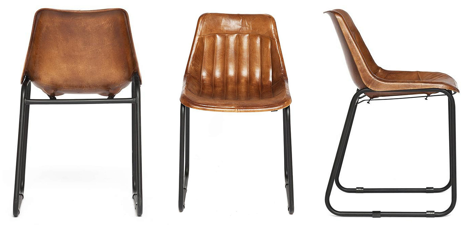 Стул из кожи буйвола Industrial leather dining chair - Loft-Concept в Ижевске