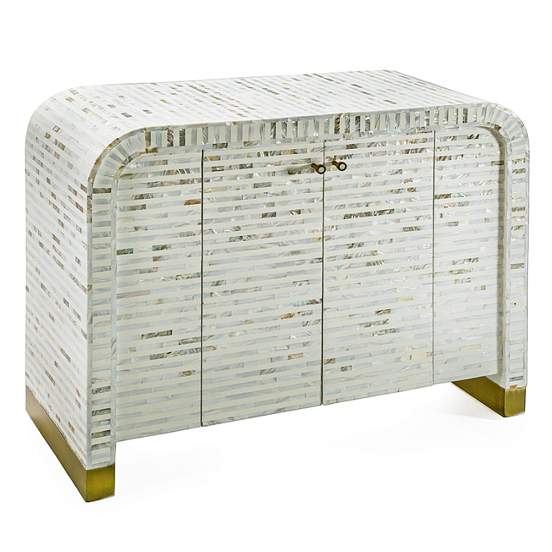 Буфет в гостиную с инкрустацией  Mother of Pearl Inlay Cabinet Белый Перламутровый Золотой в Ижевске | Loft Concept 
