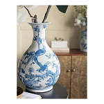 Ваза с мотивами цветущего сада с попугаями Blue Vase Inspired by Nature варинант исполнения - 6 | Loft Concept в Ижевске