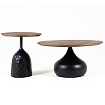 Столик журнальный с круглой деревянной столешницей на черном фактурном основании Bourgeon варинант исполнения - 3 | Loft Concept в Ижевске