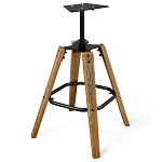 Барный стул со спинкой и металлической подставкой на 4-х деревянных ножках Зеленый Велюр Vendramin Chair варинант исполнения - 4 | Loft Concept в Ижевске