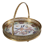 Блюдо фарфоровое с бронзовой ручкой Paradise Dish with Handle варинант исполнения - 1 | Loft Concept в Ижевске