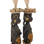 Комплект из 2-х статуэток из массива албезии Asmat Statuettes Albesia варинант исполнения - 2 | Loft Concept в Ижевске