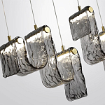 Подвесной светильник линейный с плафонами волнистой формы из фактурного стекла Big Wave варинант исполнения - 5 | Loft Concept в Ижевске